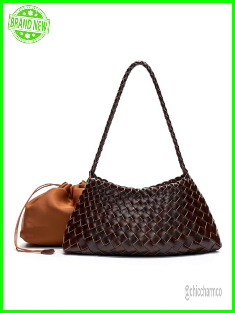 Woven Vegan Leather Shoulder Purse Braided Strap Hobo Bag